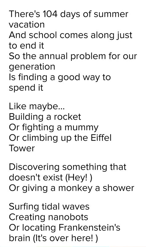 phineas and ferb lyrics